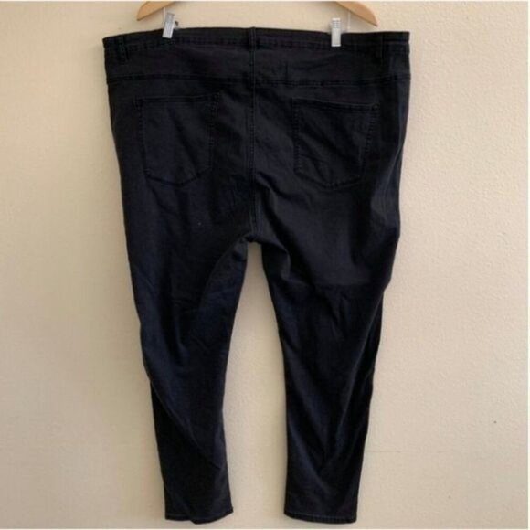 Glamorous curve women's jeans sz 22 high waisted skinny frayed knee ripped black - Picture 4 of 8